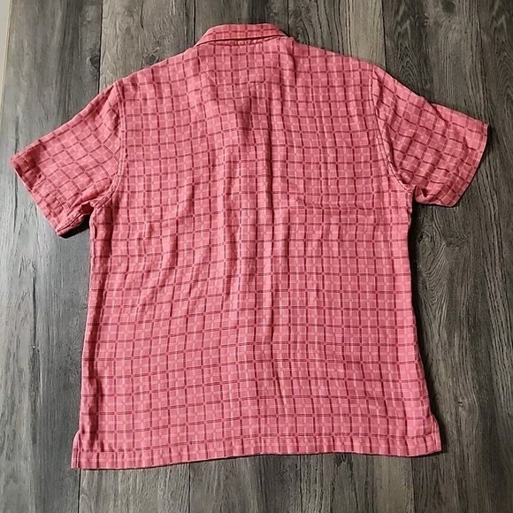 Tommy Bahama Camp Shirt Men Large Pink Keep It In Check IslandZone Hawaii $158 - Picture 3 of 4